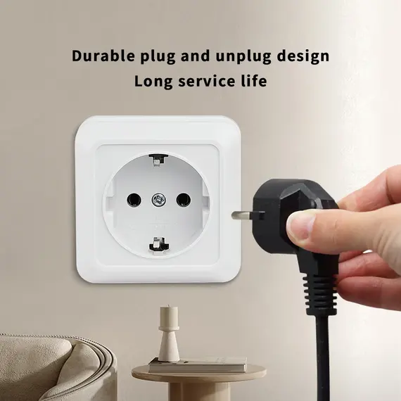 White Power Sockets EU Standard Wall Mounted Plugs Socket With Ground Flame Retardant Paint Plastic Classic Electrical Outlets