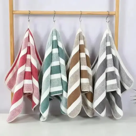Striped Pattern Towel Set Soft Face Towel Bath Towel Quick Drying Absorbent Towels For Bathroom