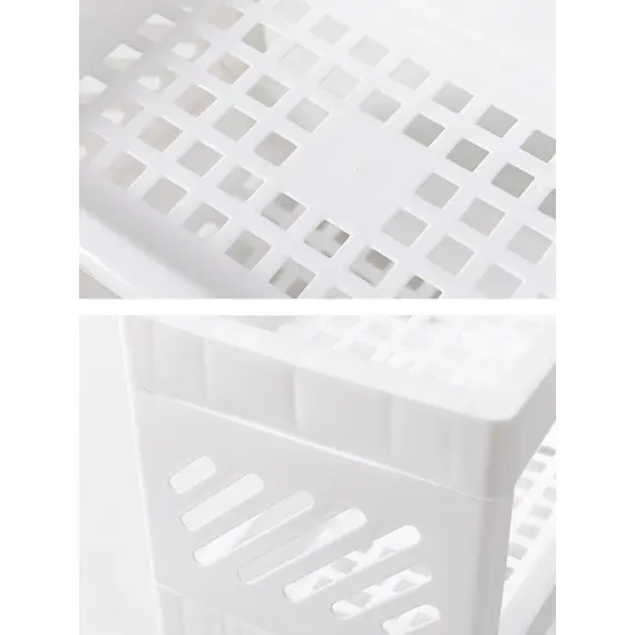 1PC PP Desktop Double Layer Storage Rack Rectangular White Organizing Student Desk Office Cosmetics Stationery