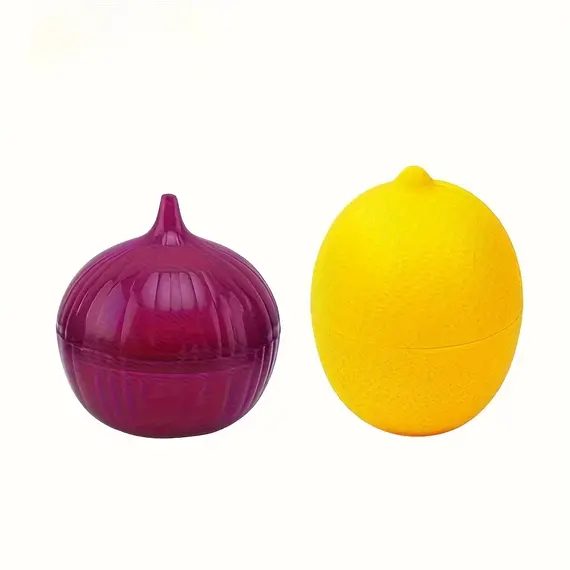 1pc Food Savers, Lemon & Onion Shaped, Multipurpose, Freezer Safe, Flip Top, Hand Wash, Durable plastic storage containers