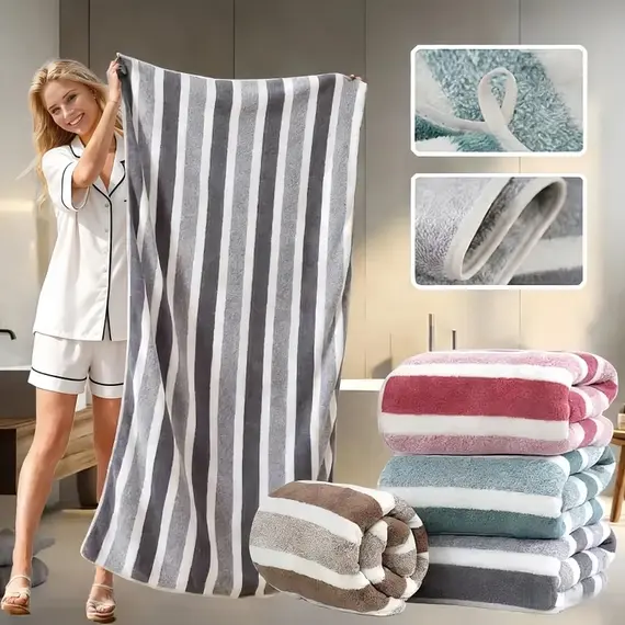thick bath towel strong water absorption and quick drying non shedding durable Ultra Soft - very suitable for families beaches