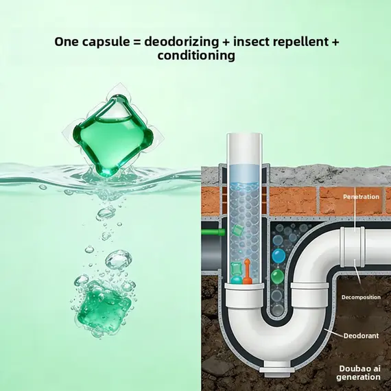 Odor Removal Sewer Cleaner Scented Gel Airs Freshener For Sinks Drains Gel Water Film Soluble In Water For Kitchen For Bathroom