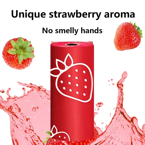 Photodegradable Dog Feces Bag with Strawberry Fragrance, Leak Proof Pet Feces Bag, Outdoor Small Garbage Bag
