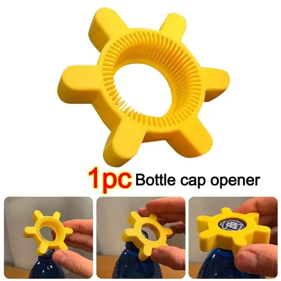Unique Multi-function Bottle Cap Opener Yellow Plastic Rotary Bottle Opener Bar Supplies Bottle Opener Kitchen Tool