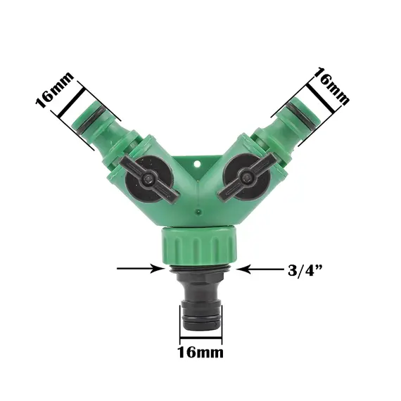 1/2 3/4 Thread 2-way Tap Hose Water Splitter Garden Tap Y Splitter Watering Fittings Adjustable Switch Joints