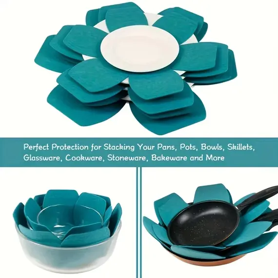 12Pcs Felt Pot Pan Protectors Anti Scratch Non-Stick Divider Pads Pan Bottom Heat Insulation Protect Kitchen Cookware Tools