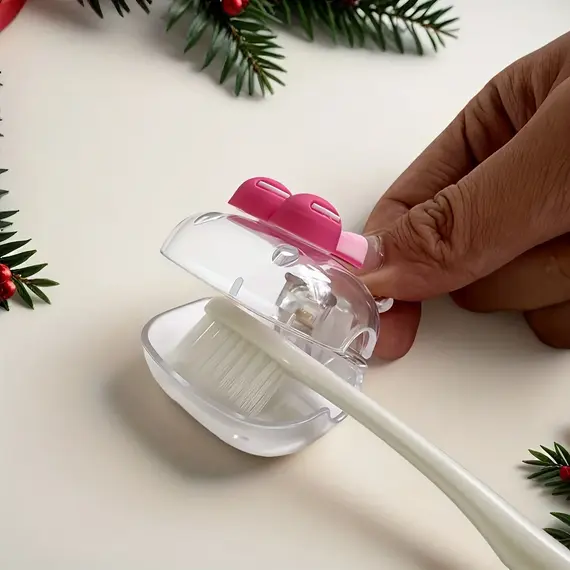 Cute Cherry Design Toothbrush Holder, Cherry Pattern, Protects Toothbrush Head, Features Dual Holes for Drainage and Ventilation