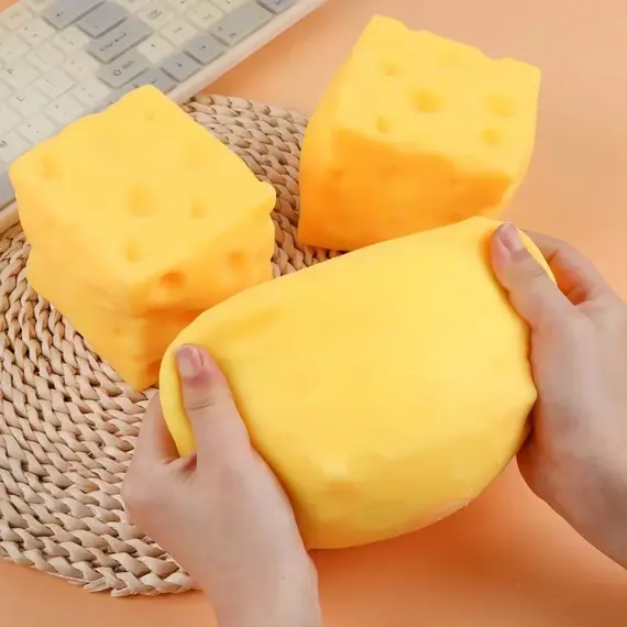 Giant Cheese Squishy Slow Rising Stress Relief Toy Super Soft Squeeze Fidget Toy for Adults Kids Anxiety Relief Boyfriend Gift