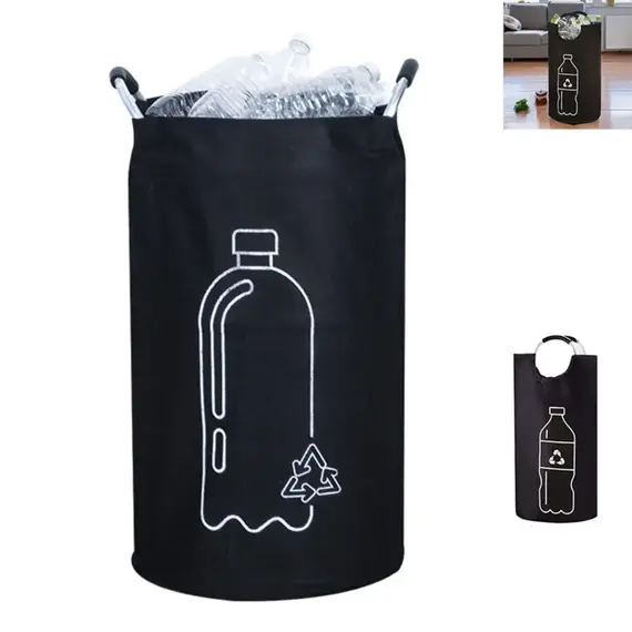 82L Empty Bottle Storage Basket Folding With Aluminum Handle Wastewater Bottle Collector Bag Large Capacity Recycling Bin