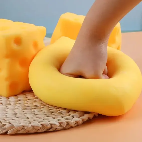 Giant Cheese Squishy Slow Rising Stress Relief Toy Super Soft Squeeze Fidget Toy for Adults Kids Anxiety Relief Boyfriend Gift