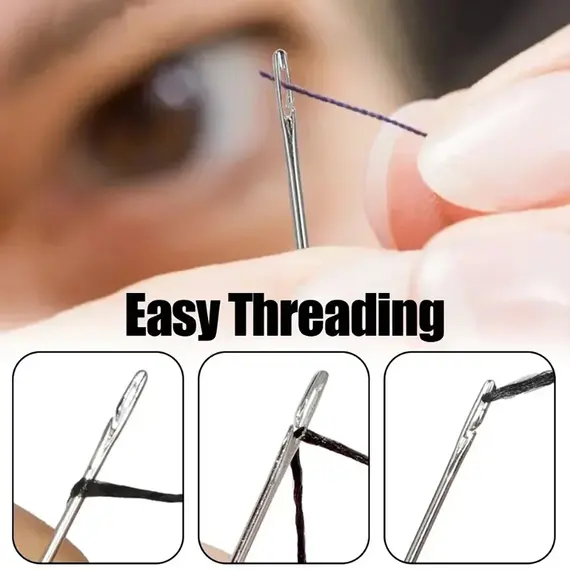 Side Hole Blind Sewing Needles Stainless Steel Elderly Needles Hand Sewing Stitching Pin DIY Home Self Threading Needle with Thi