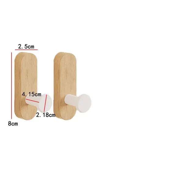 Self Adhesive Mounted Walnut Wood Wall Hooks for Hanging Coat Towel Clothes Blanket Hat Backpack Robe Entryway Key Holder