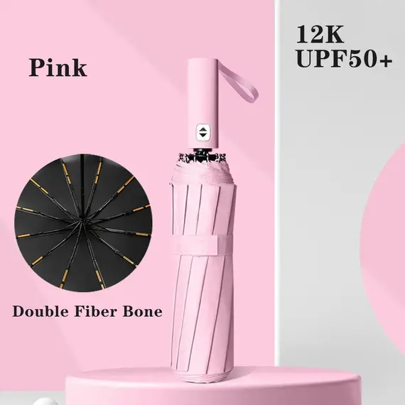 Travel Umbrella Compact Collapsible, Automatic, Strong and Portable, Wind Resistant, Folding Umbrella for sun, black umbrella