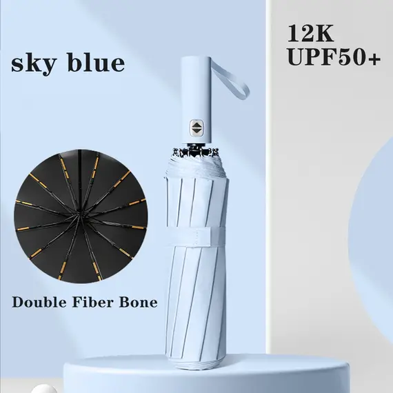 Travel Umbrella Compact Collapsible, Automatic, Strong and Portable, Wind Resistant, Folding Umbrella for sun, black umbrella