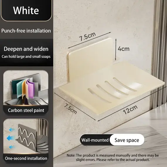 1pc Black Carbon Steel Soap Box Non Perforated Wall Mounted Bathroom Soap Box Bathroom Soap Holder Soap Storage Rack 2025