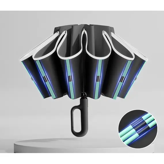 60K Buckle Men Women Umbrella  Fully Automatic Reverse Folding Umbrella with Windproof Reflective Stripe UV Umbrellas