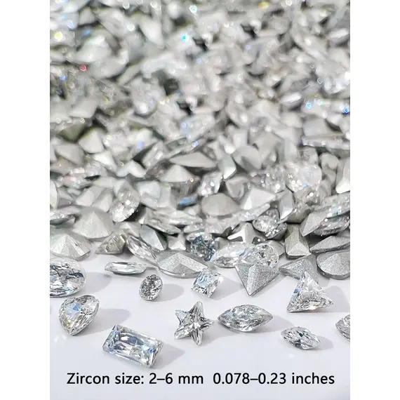 50/500pcs Shiny Zircon Rhinestones, 2-3mm Mini Nail Art Diamonds, 3D Pointed Bottom Rhinestone Multi Shapes Gemstones Crystal