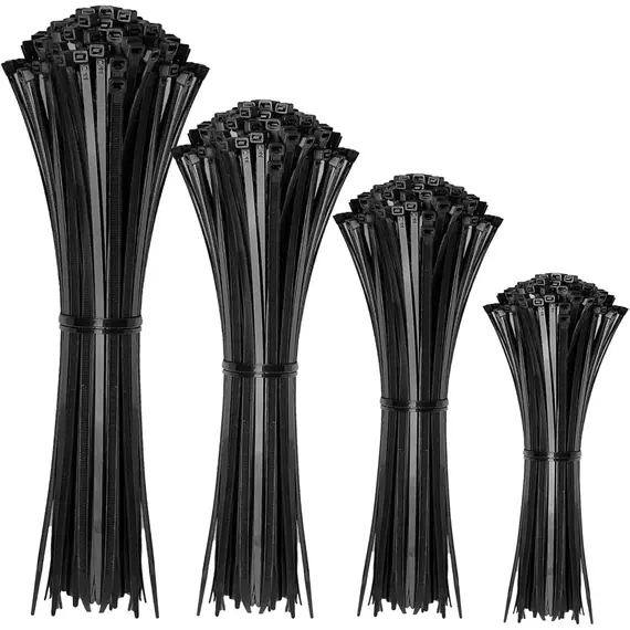 100 PCS Self-locking Plastic Nylon Tie 100 PCS Black Cable Tie Fastening Ring Cable Tie Zip Wraps Strap Nylon Cable Tie Set