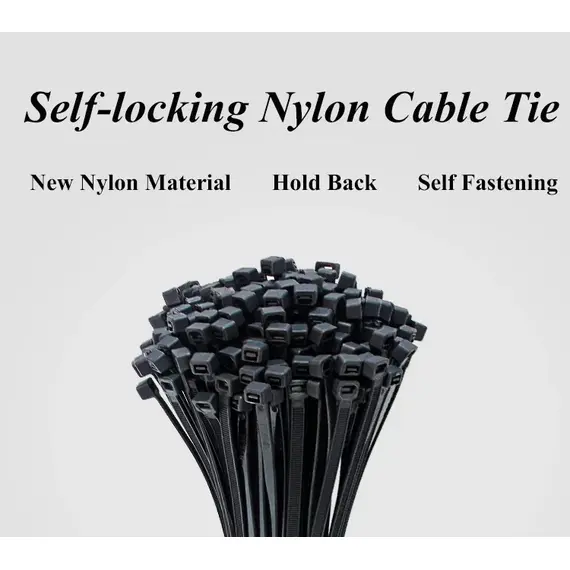 100 PCS Self-locking Plastic Nylon Tie 100 PCS Black Cable Tie Fastening Ring Cable Tie Zip Wraps Strap Nylon Cable Tie Set