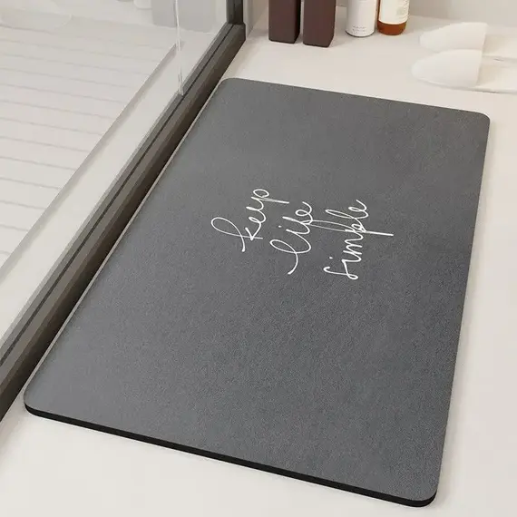 Soft diatomaceous earth absorbent quick drying bathroom floor mat, household bathroom door carpet anti slip mat