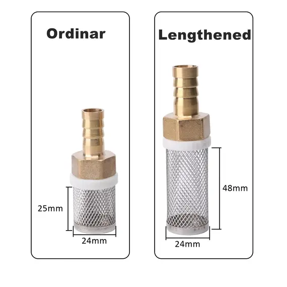 6-19mm Lengthened Stainless Steel Mesh Filter Garden Irrigation Pump Protection Hose Filter Water Cleaning Mesh Brass Filter