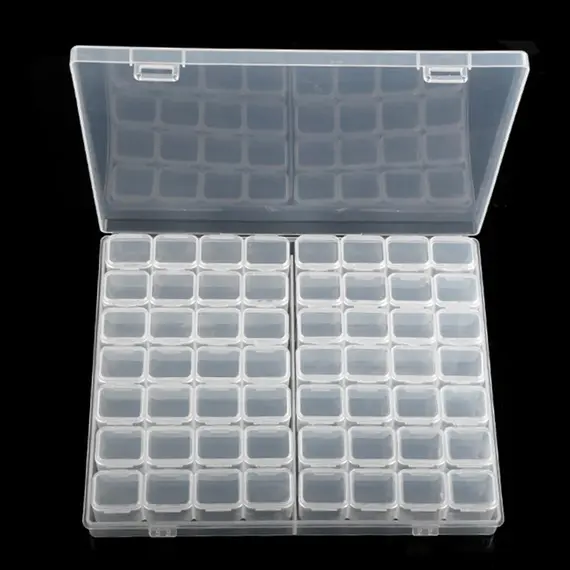 1pc 28/32/48/56/64 Slots Plastic Storage Box, DIY Diamond Painting Beads Charms Jewelry Accessories Organizer Box