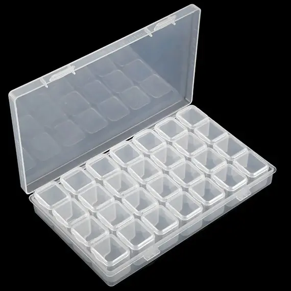 1pc 28/32/48/56/64 Slots Plastic Storage Box, DIY Diamond Painting Beads Charms Jewelry Accessories Organizer Box