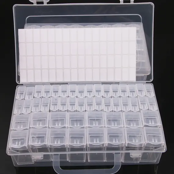 1pc 28/32/48/56/64 Slots Plastic Storage Box, DIY Diamond Painting Beads Charms Jewelry Accessories Organizer Box