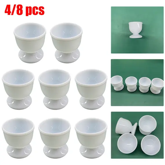 4/8pc Egg Cups Holders Hard Soft Boiled Eggs Holders Cups Novel White  Breakfast Plastic Kitchen Accessories