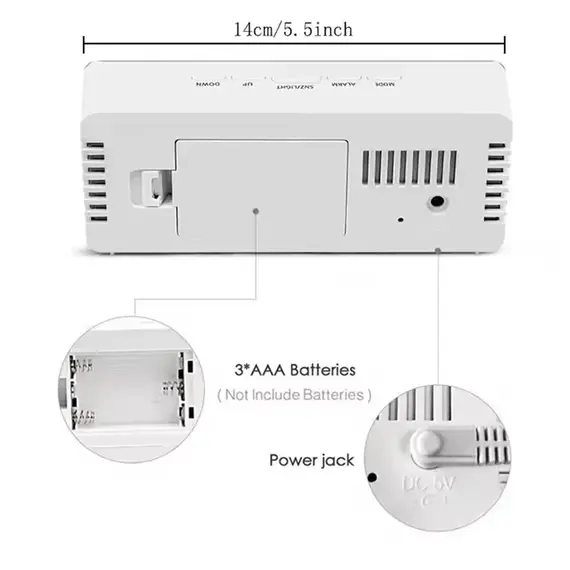 Mirror LED Digital Alarm Clock with Temperature Display and Smart Night Light for Bedroom, Makeup Vanity and Office Use