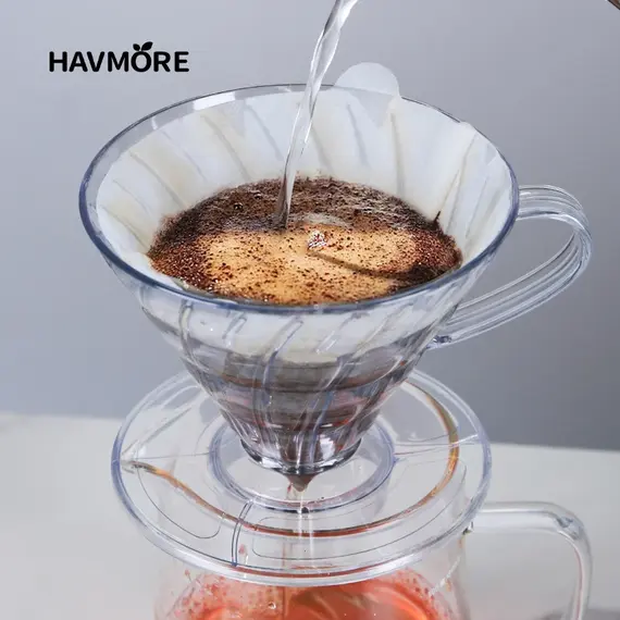Reusable Coffee Dripper Resin Coffee Filter for Pour Over Barista Coffee Brewing Coffee Funnel Filter Cup1-2Cups/1-4Cups