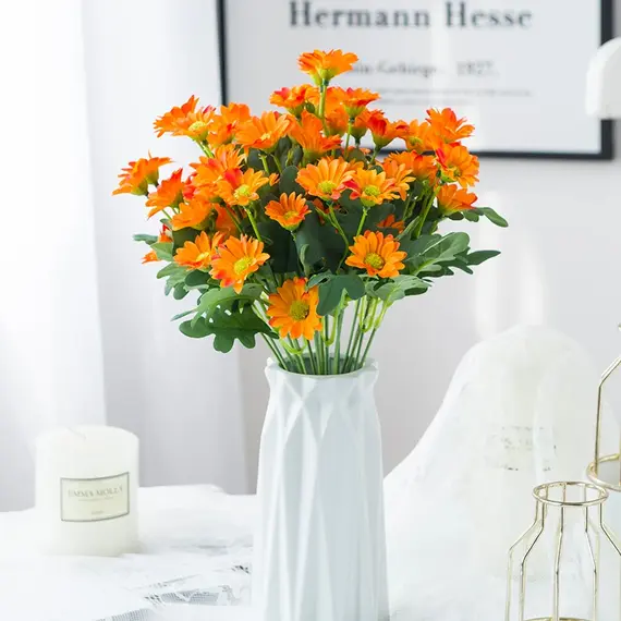 21 Heads Artificial Flower Autumn Silk Daisy Bouquet Decor Vase Home Wedding Decor Household Products Holiday Party DIY Gift Box