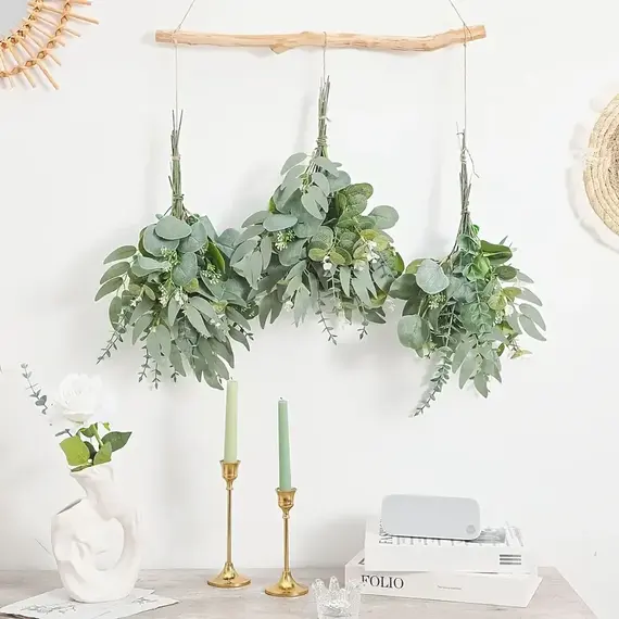 50/90PCS Artificial Flowers Bouquets Mixed Eucalyptus Leaves Willow Silver Eucalyptus Cuttings for Wedding Floral DIY Home Decor
