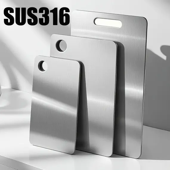 Titanium Cutting Stainless Boards for Kitchen Board 316 Steel Thickened Double Sided Food Grade Portable Fruit Meat Chopping
