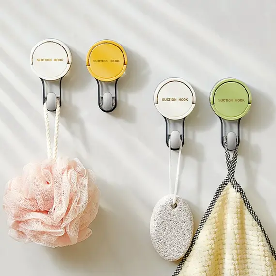 1/2PCS Suction Cup Hooks No Punching Wall Hooks for Bathroom Kitchen Bedroom Reusable Towel Clothes Hanger Hook Home Organizer
