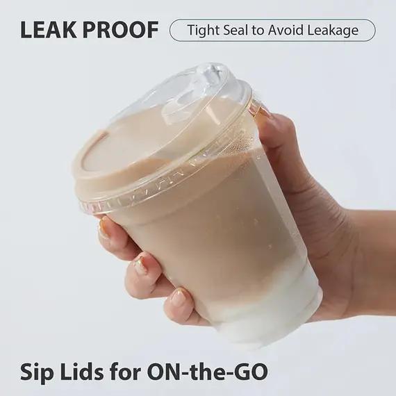 10pcs Plastic Cup With No Straw Mouth Direct Drinking Transparent Disposable Coffee Cup Suitable For Smoothies Cold Drinks Milk