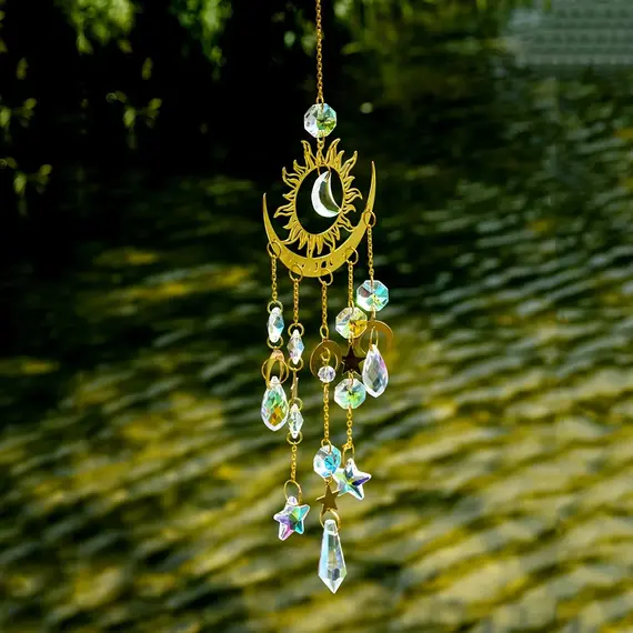 1pc Star Moon Wind Chime Pendant Cross Border Exclusive Crafts Garden Decoration Pendant Sun Catcher