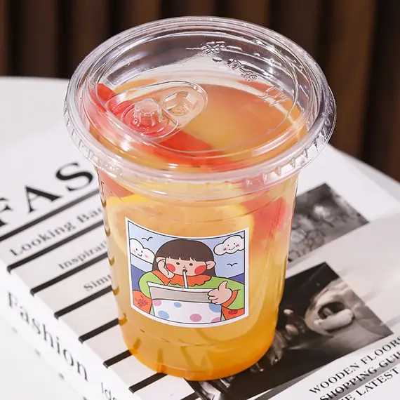 10pcs Plastic Cup With No Straw Mouth Direct Drinking Transparent Disposable Coffee Cup Suitable For Smoothies Cold Drinks Milk