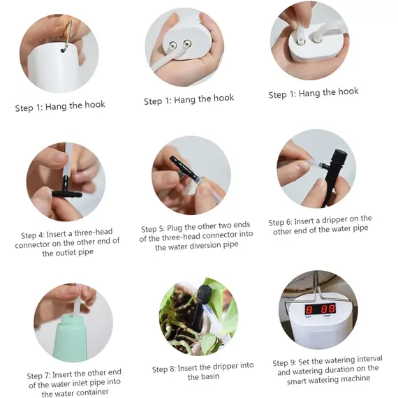 Automatic Plant Flower Watering Pump Home Sprinkler Drip Irrigation Device 2/4/8/16 Heads Pump Timer System Kit Garden Tool