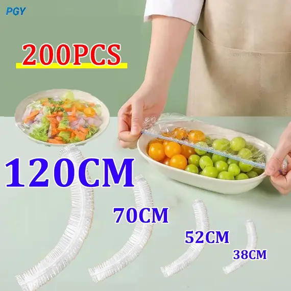 120/70/52CM Disposable Kitchen Accessory Food Cover Storage Bag Saver Dust Food Grade Fresh Lids Elastic Shower Headgear Cover