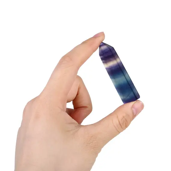 Natural Fluorite Crystal Colorful Striped Fluorite 4-7CM Quartz Crystal Stone Point Healing Hexagonal Wand Treatment Stone