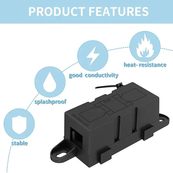 DaierTek MEGA Fuse Block ANL Bolt-on Blade Fuse Holder Flat Type Fuse For Car Boat  80A 100A 125A 150A 175A 200A 250A 300A