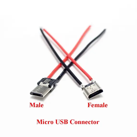2/5Pcs Micro USB Type-C 2Pin Horizontal / Vertical 2P Simple Soldered Male Plug-in Board Quick Charging USB-C Connector