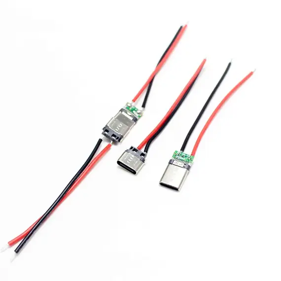 2/5Pcs Micro USB Type-C 2Pin Horizontal / Vertical 2P Simple Soldered Male Plug-in Board Quick Charging USB-C Connector