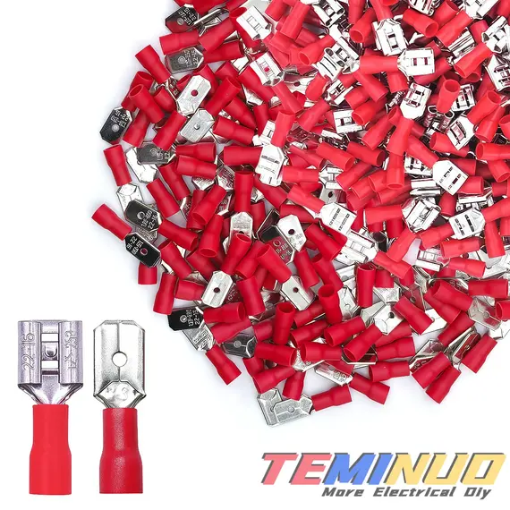 60/80pcs Male Female Insulated Spade Connector, 6.3mm 1/4' 22-16/16-14/12-10 AWG Electrical Quick Disconnect Wire Connectors