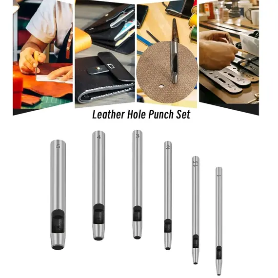6pcs Leather Hole Punching Tools Steel Hollow Round Hole Puncher - Sharp, Durable Round Cutters For Watch Bands, Belt, Paper