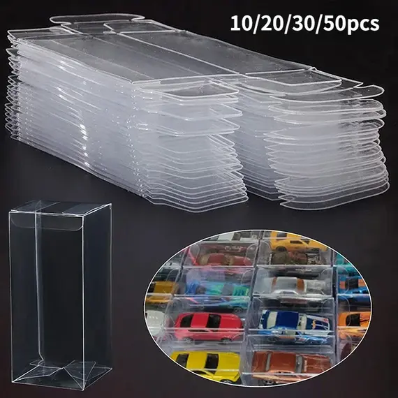 1/64 Clear Car Model Toy PVC Display Box Dustproof Storage Holder Gift Case Protector Wedding Party Decoration 10/20/30/50pcs