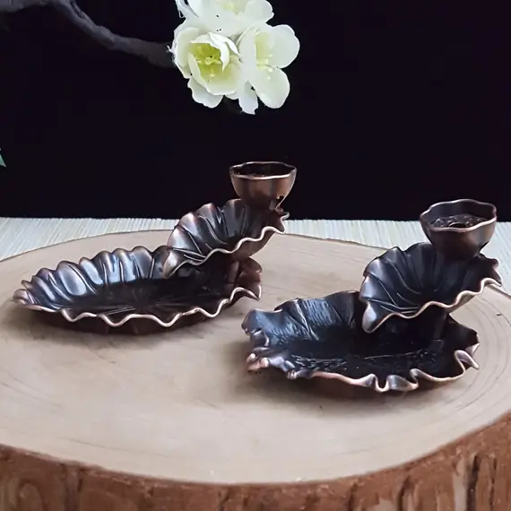 Mini lotus leaf counter current incense burner Chinese decorative alloy material incense burner Home decoration
