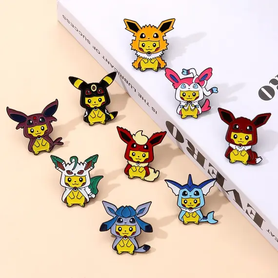 9Pcs Cute Brooch Creative Yellow Elf Enamel Pin Metal Badge Clothing BackPack Jewelry