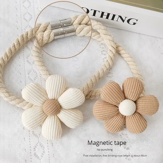 1/2pcs Flower Magnetic Window Curtain Buckle Curtain Rope Bundle Door Curtain Holdback for Bedroom Living Room Home Decor
